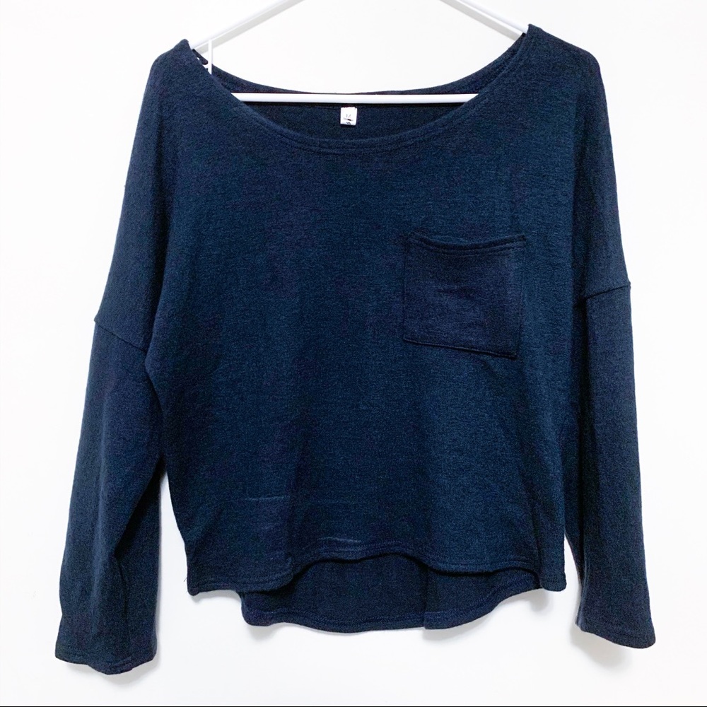 2/$10 Acesnug Dark Blue Boxy Light Sweater/Top